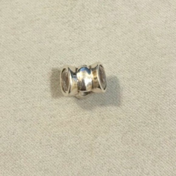 Pandora Charm Silver Cubic Zirconia Cat's Eye -3 Stones - Picture 2 of 3